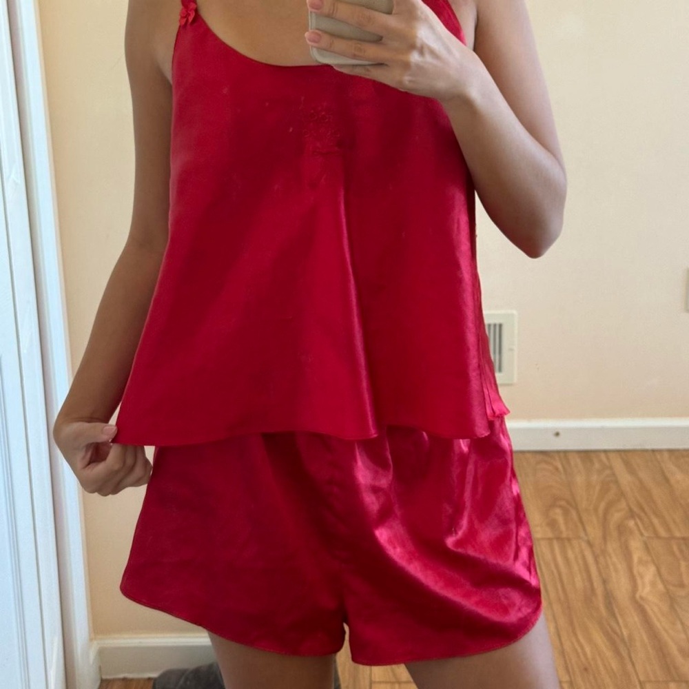 Elegant Red Satin Pajama Set